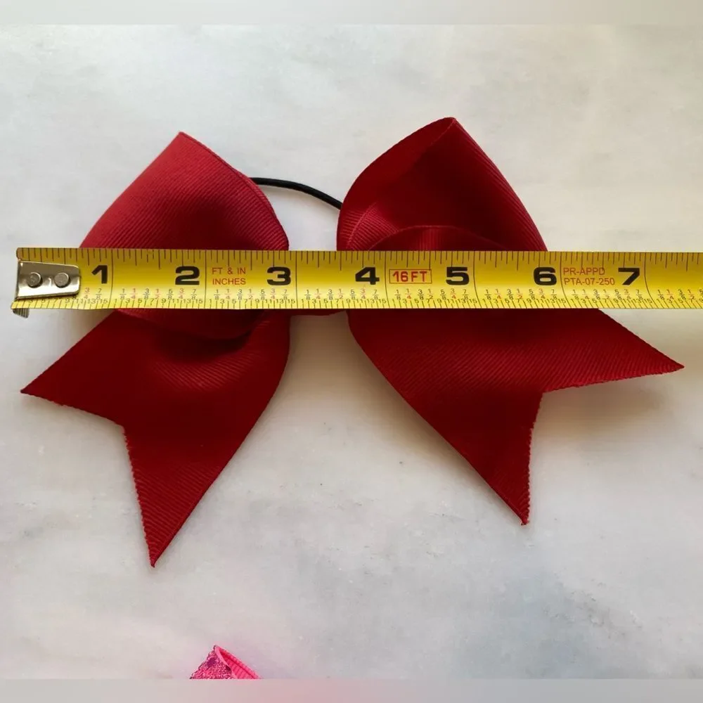 Three Large Girl Bows “Addison” “A” and Red